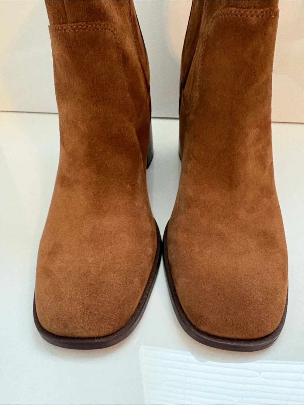 Vince Camuto Chestnut Suede Block Heel Ankle Boots